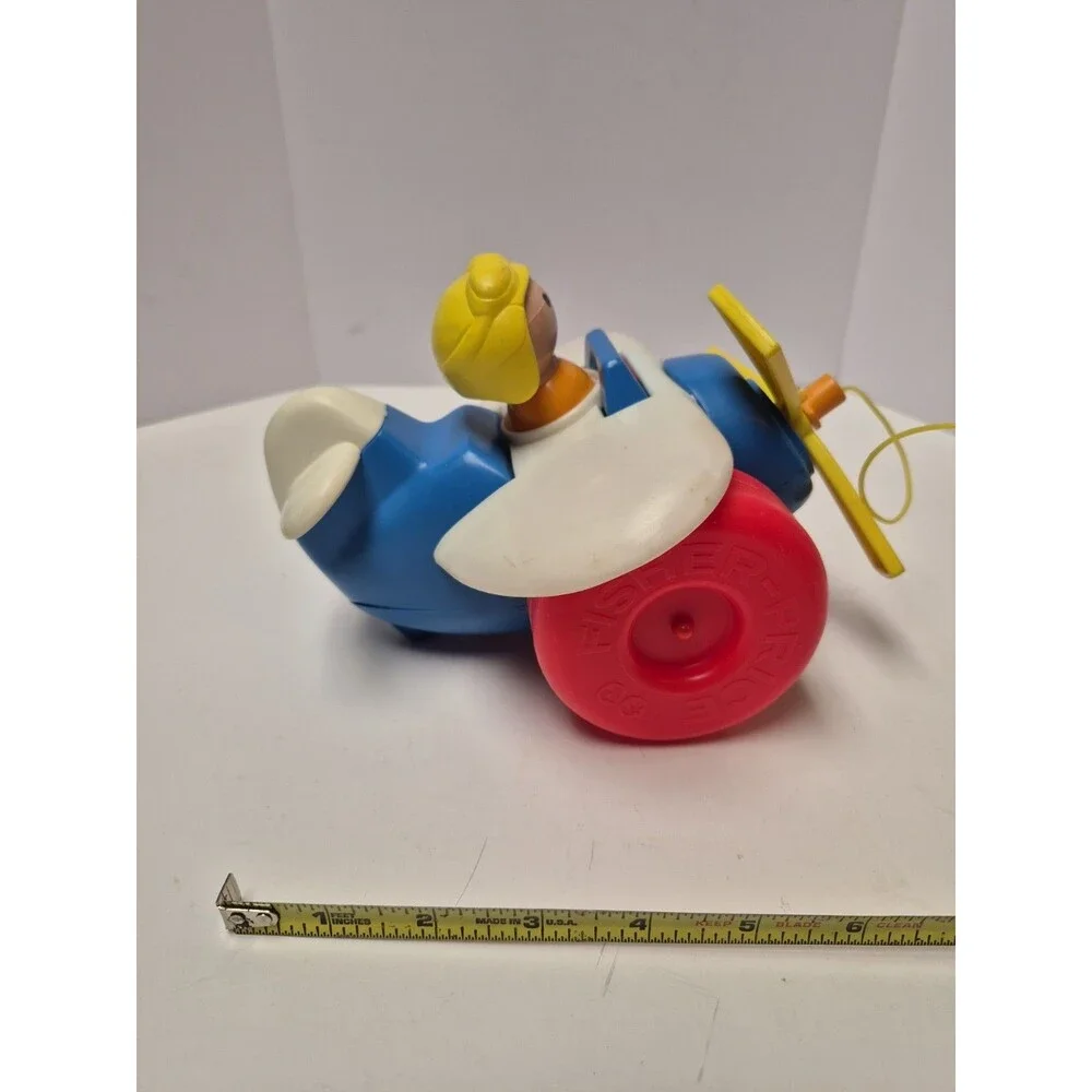 Vintage Fisher Price Airplane pull along Toy 1980 rotating propellor